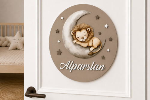 İsimli Aslan Ahşap Kapı Süsü